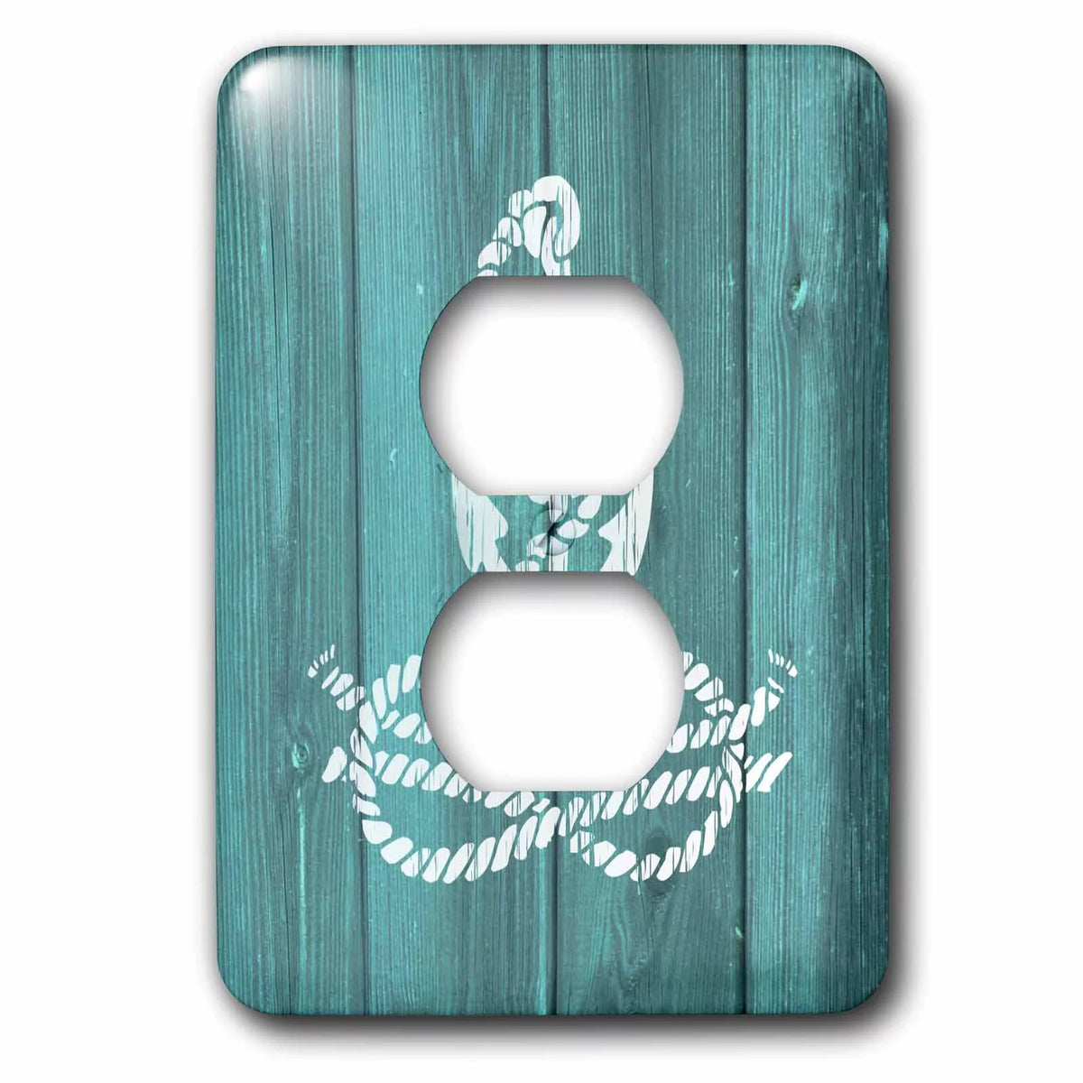 White Anchor with Knotted Rope 2 Plug Outlet Cover O735