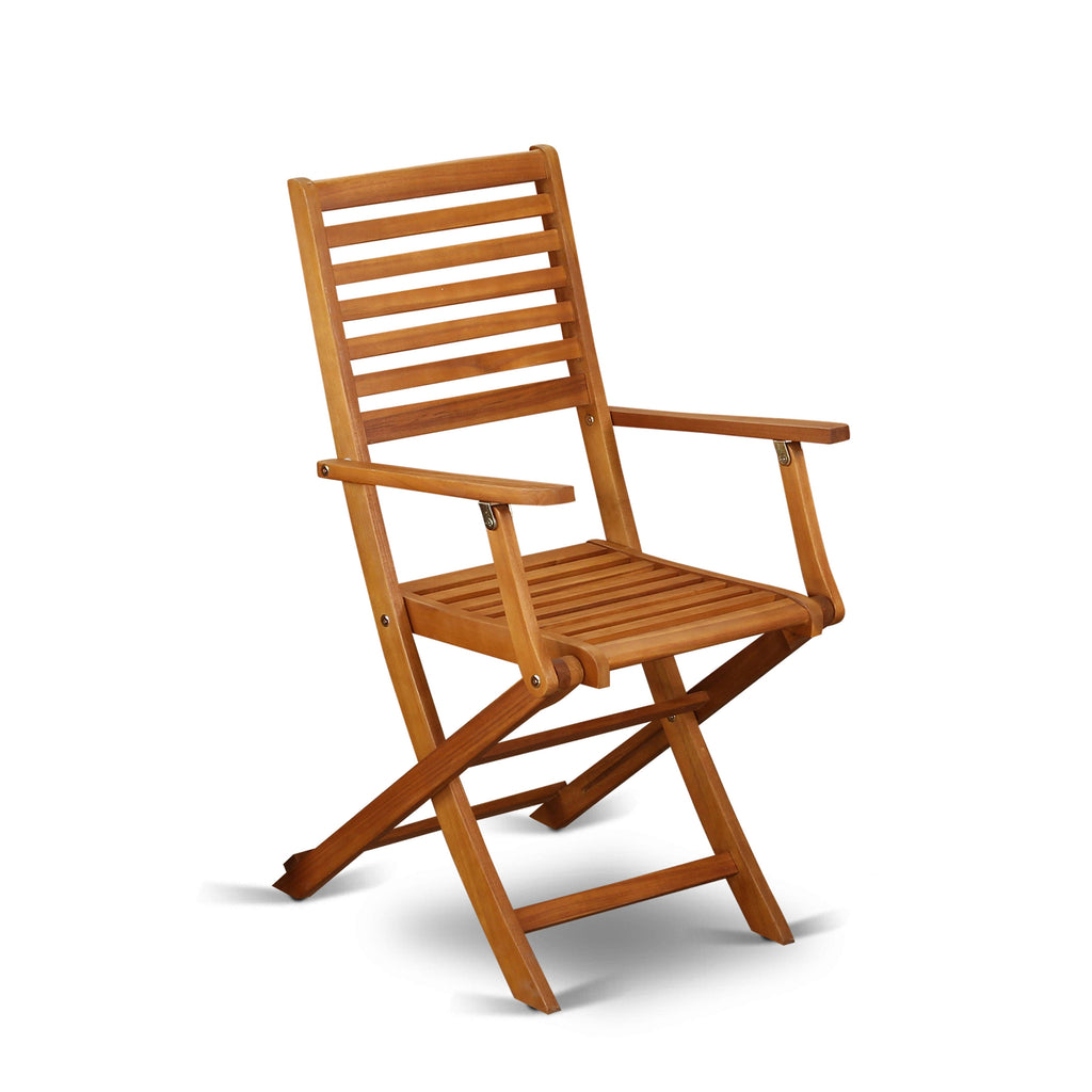 Set of Two Solid Acacia Wood Folding Chair with Arm Rest M6499