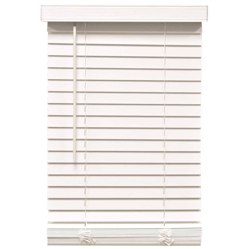 White Cordless Faux Wood Blind V601