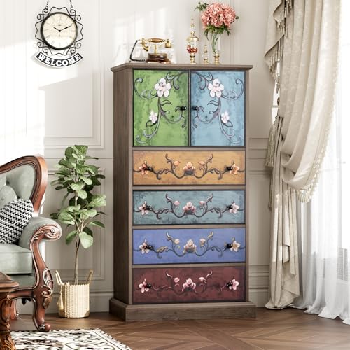 50'' Tall 4 Drawer 2 Door Wood Dresser F383