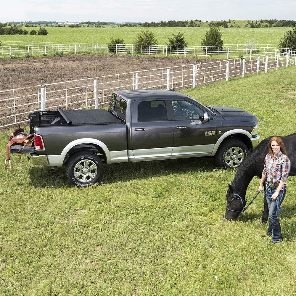 Soft Roll Up Truck Bed Tonneau Cover, Black I398