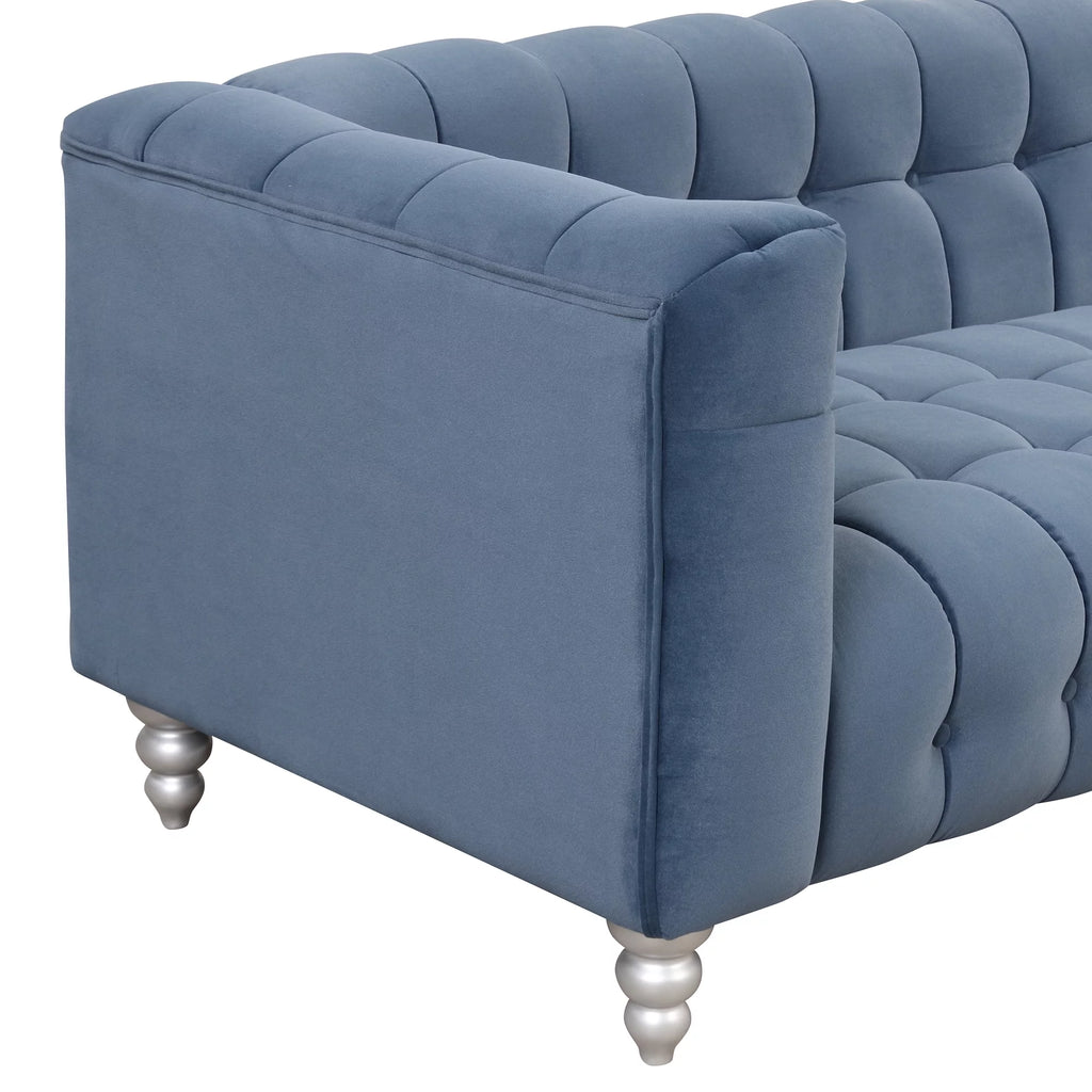 90" Blue Tufted 3 Seater Sofa E962374