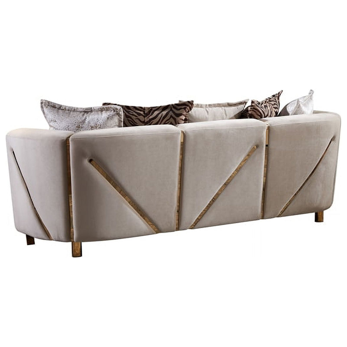 Beige Velvet 2Pc Living Room Set L1575
