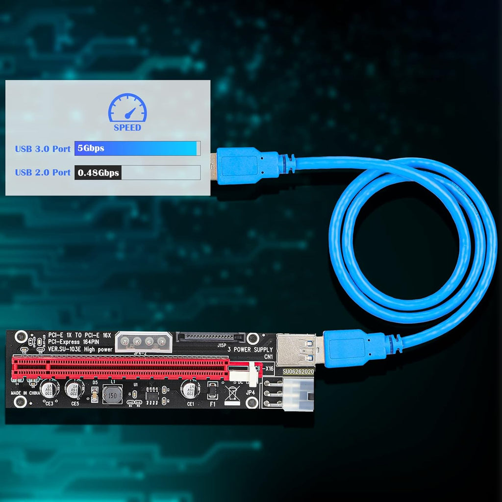 5 Pieces PCIE Riser Card Adapter Set with USB 3.0 External Converter Pack of 2 I20314