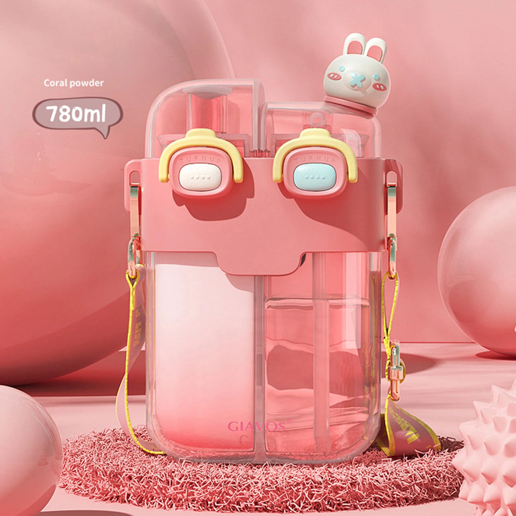780ml Dual Use Straw Bottle Water Jug with Shoulder Strap S244883