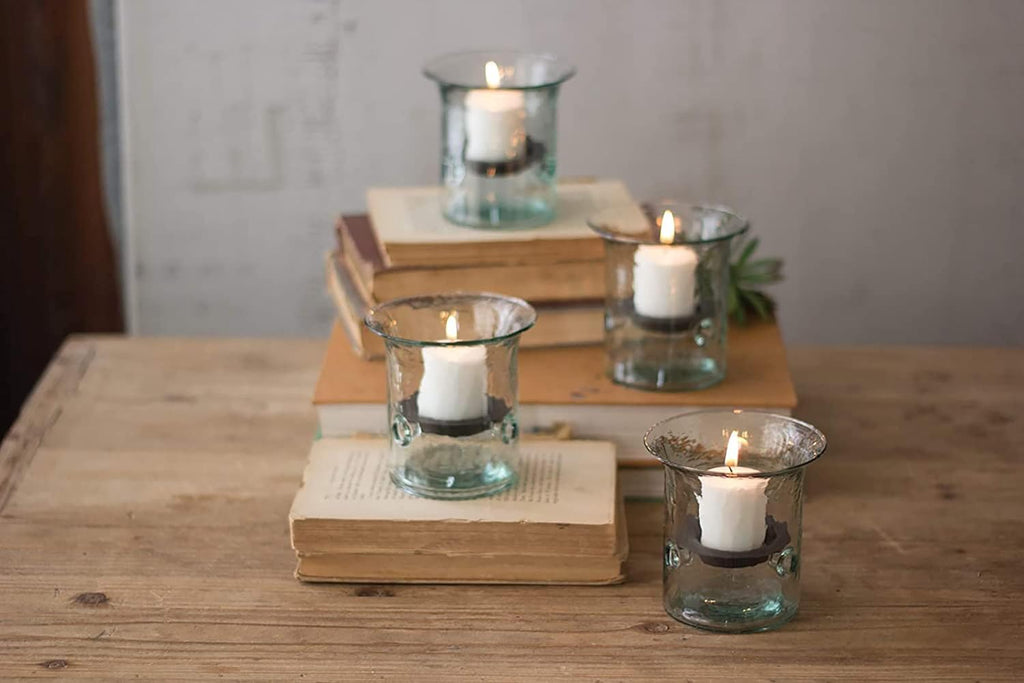 Decorative Glass Hurricane Candle Holder 8 Inch U211468