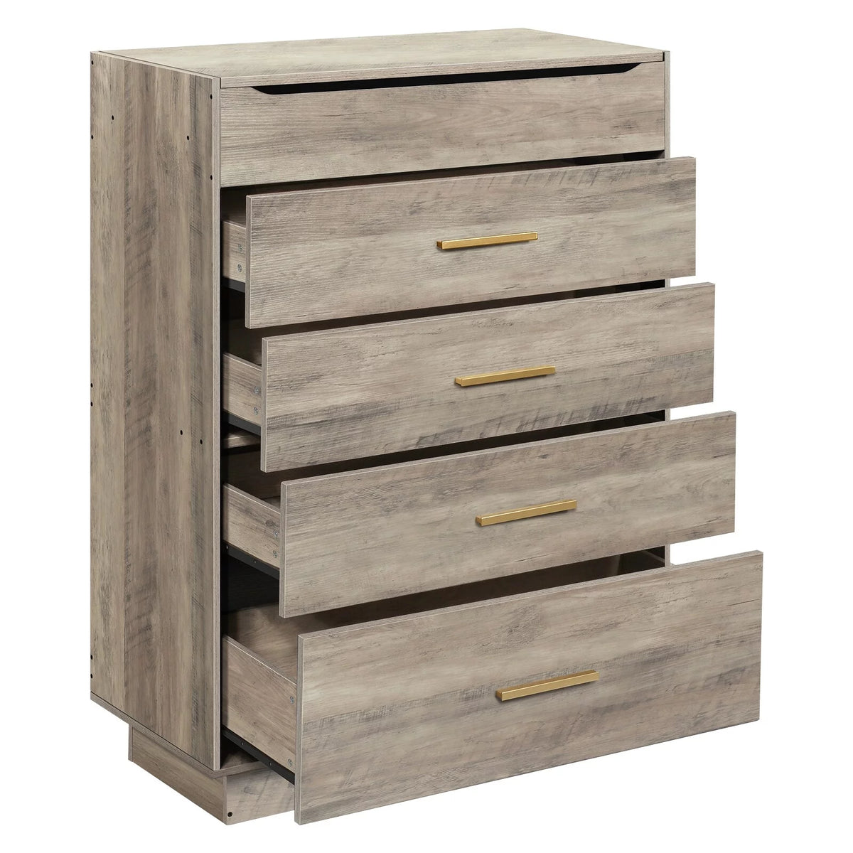 5 Tier Drawer Chest with Mirror Grey I305544