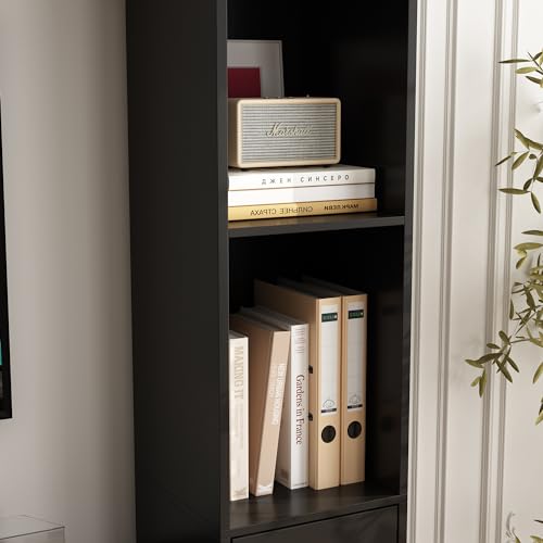 Black 4-in-1 Wall Unit TV Stand with Bookshelves R6584