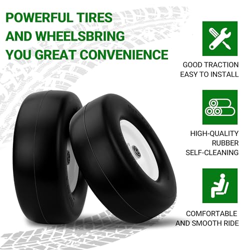 2 PCS 13x5.00-6 Flat Free Tire and Wheel with 3/4" Extra 5/8" Bearings D3787