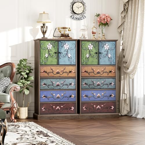50'' Tall 4 Drawer 2 Door Wood Dresser F383