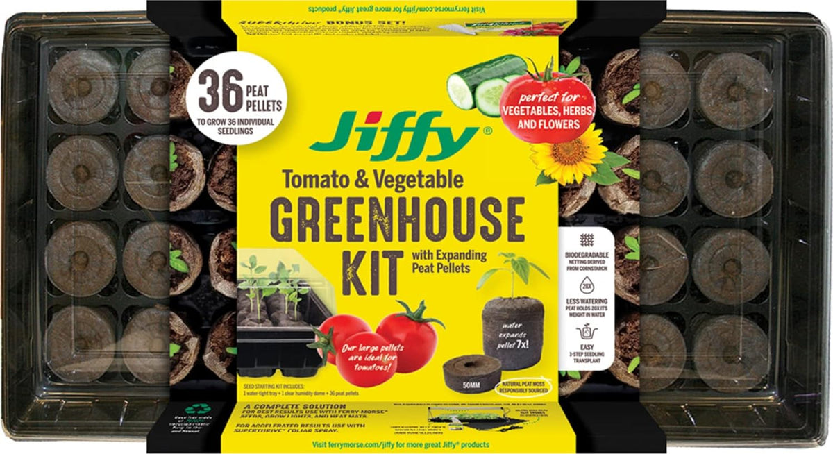 50mm Seed Starting Greenhouse Kit with 36 Biodegradable Expanding Peat Pellets U5953