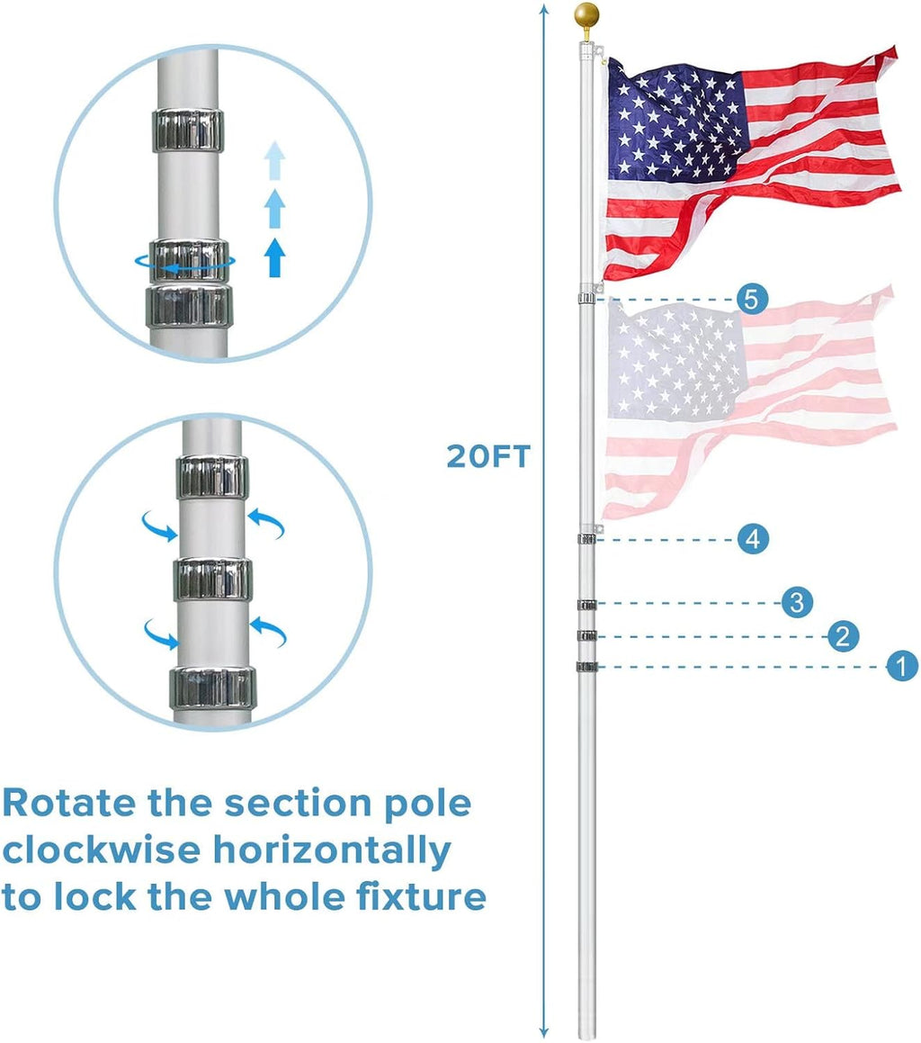 30ft Telescoping Aluminum Flag Pole Kit F583