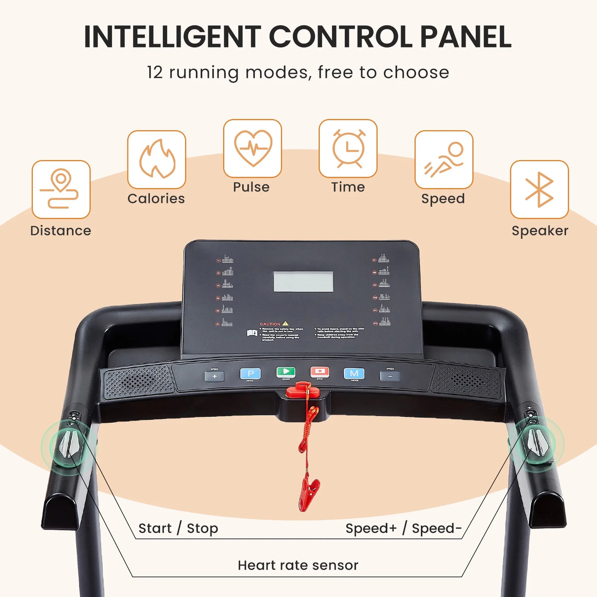 2.5HP Foldable Electric Treadmill with Shock-Absorbent Deck E32846