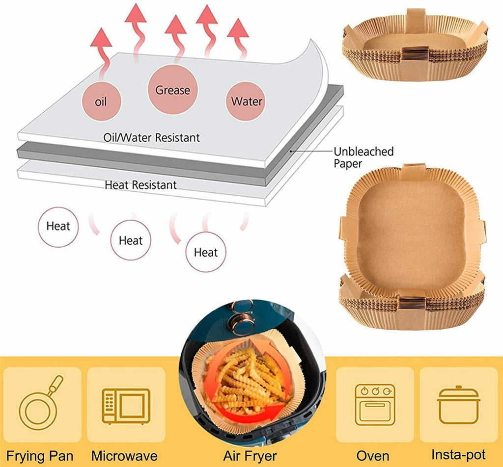 100Pcs 7.9" Air Fryer Disposable Non-Stick Paper Liners V12845