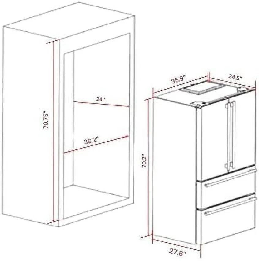 36" Side by Side Stainless Steel Refrigerator with Ice Maker U5480
