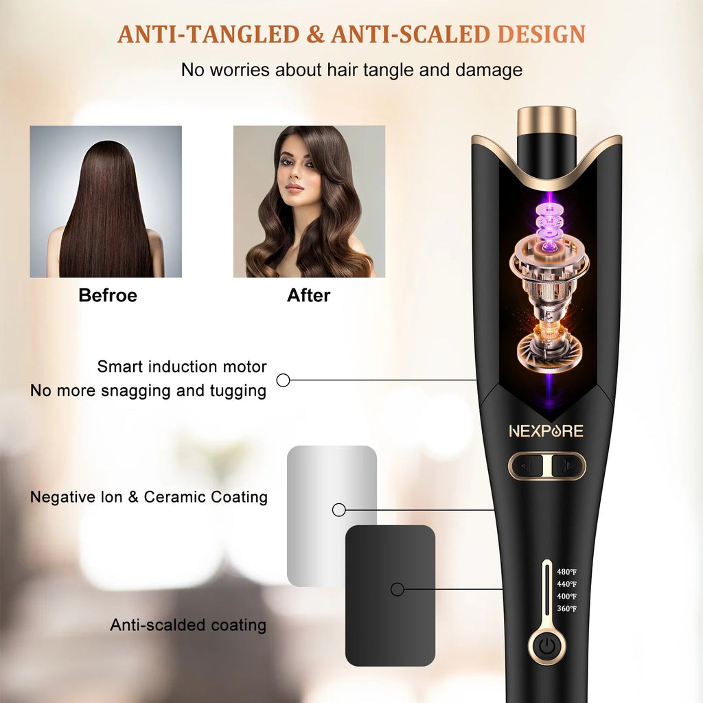 Gold 1" Rotating Barrel Curling Iron J8281