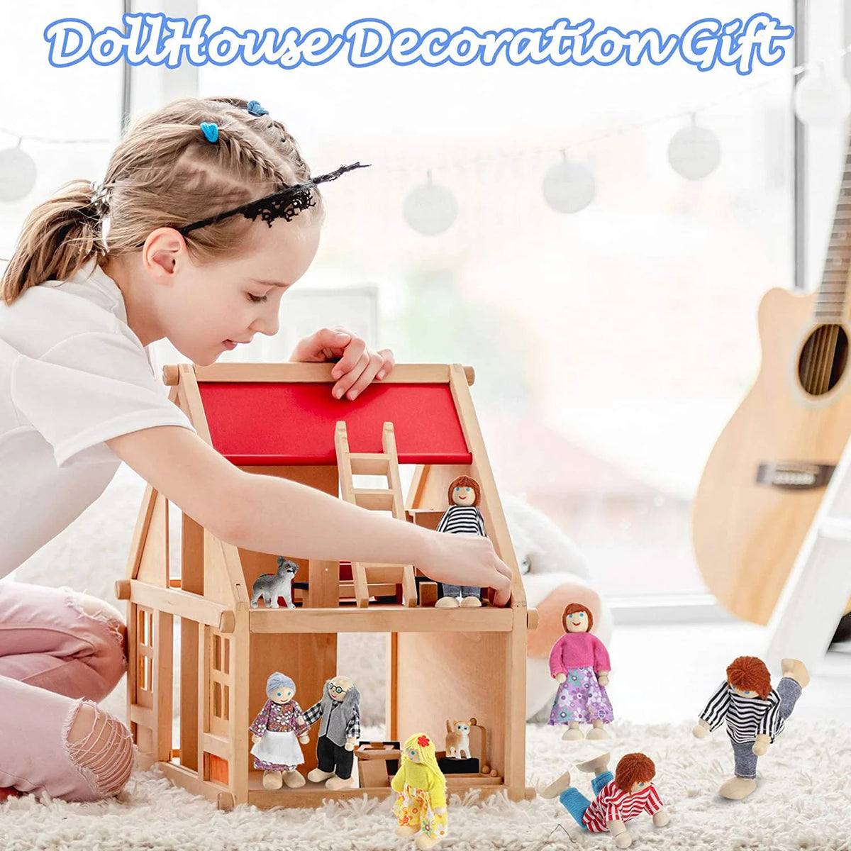 6 Pcs Wooden Dollhouse Family Set Mini People Figures N684