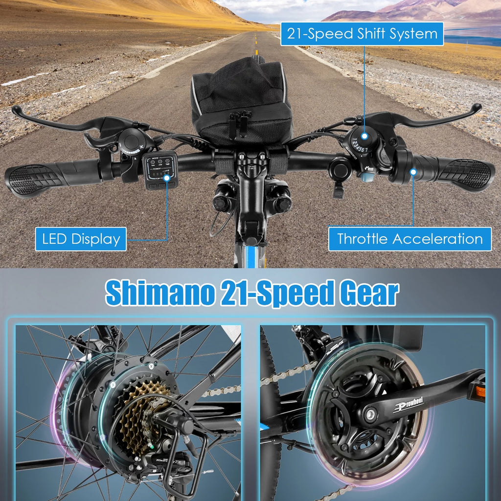 26 In. Folding Electric Bike 500W 21 Speed 48V W47478