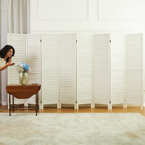 5.75Ft 4 Panel Wooden Louver Room Divider I507141