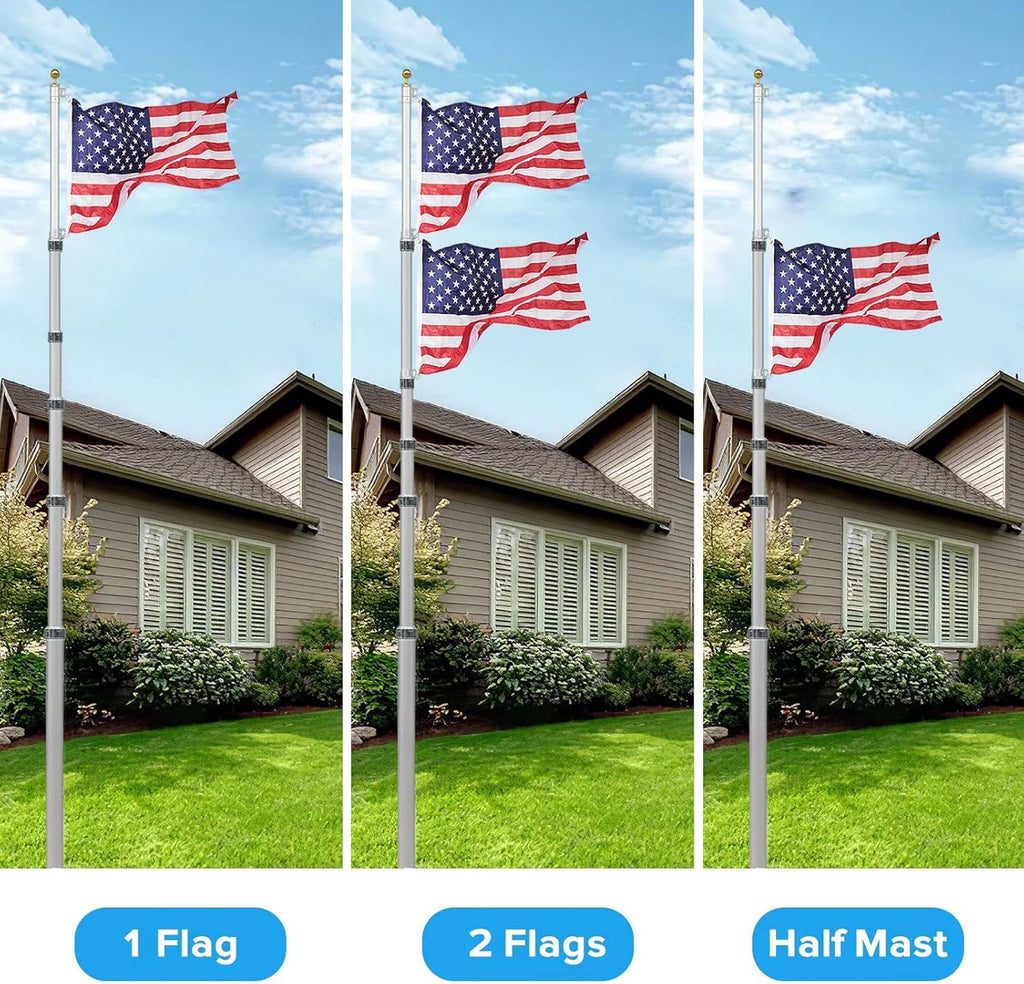 30ft Telescoping Aluminum Flag Pole Kit F583
