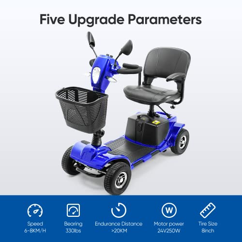 Blue 4 Wheel Power Mobility Scooter with Basket A699