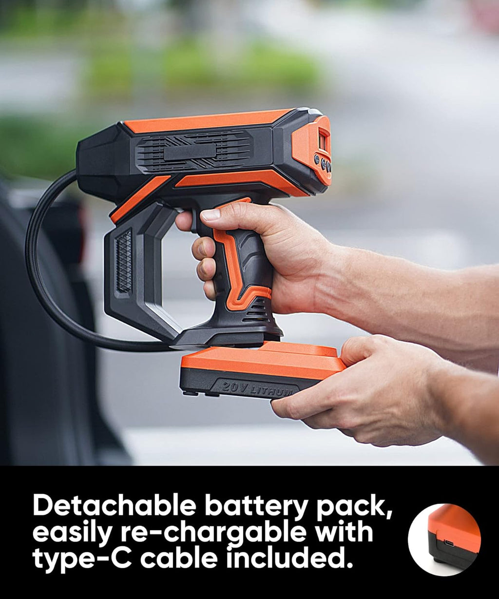 Portable Handheld Cordless Tire Inflator Air Pump with Rechargeable Battery W615