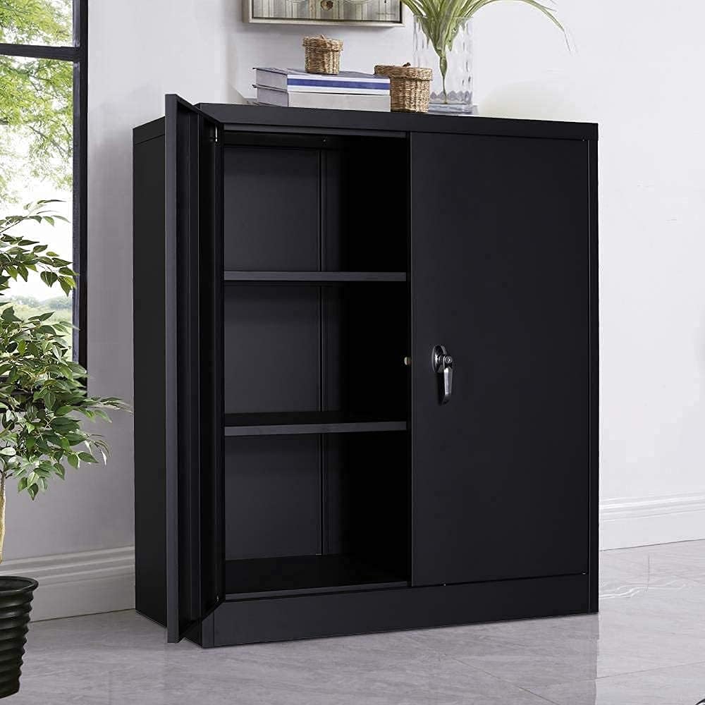 Metal Storage Cabinet with 4 Adjustable Shelves, 72 H, Black S9788