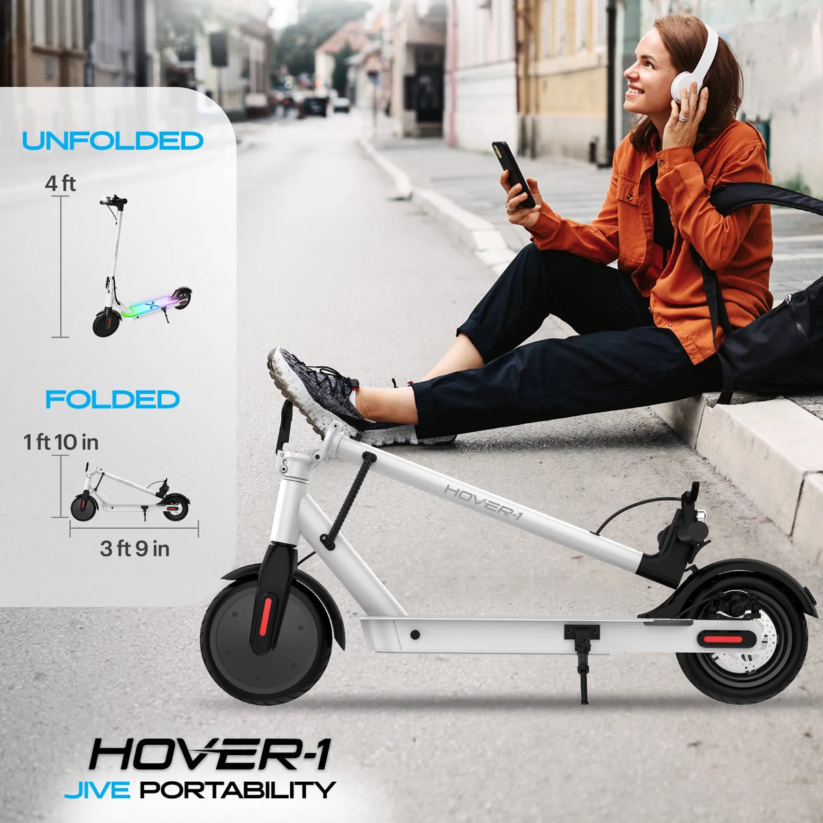 Self Balancing Folding Electric Scooter, 8.5 in Wheels, White K1009