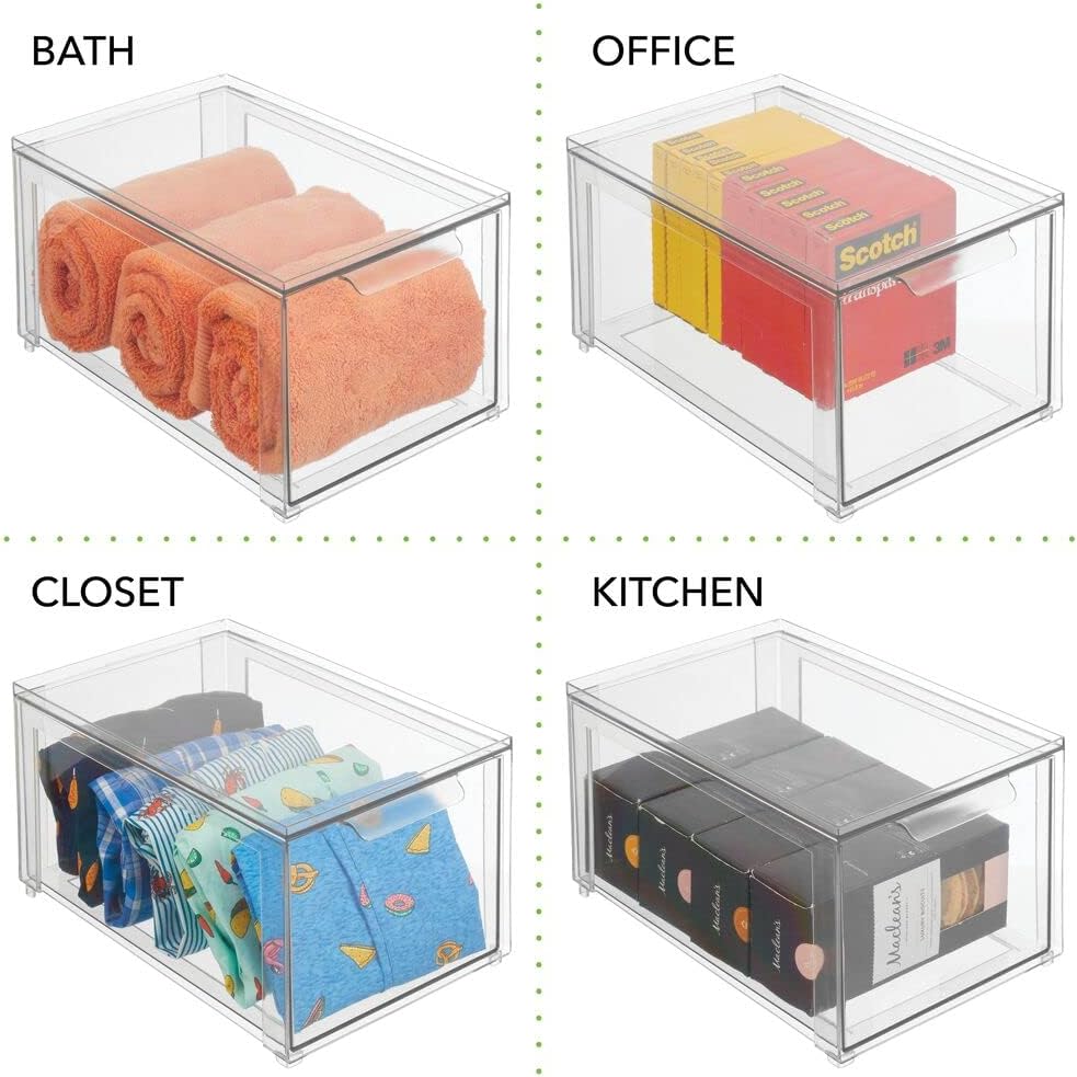 Clear Plastic 4 Pack Stackable Storage Drawer F62713