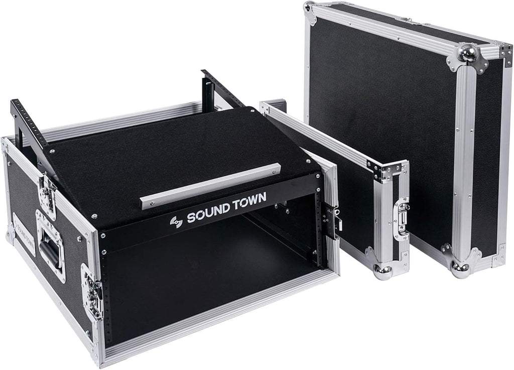 4U PA DJ Rack Road Case with 11U Slant Mixer Top, 20’’ Rackable Depth, 4-Space Size V7349