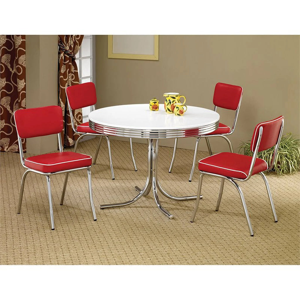 Red and Chrome Dining Side Chair U931