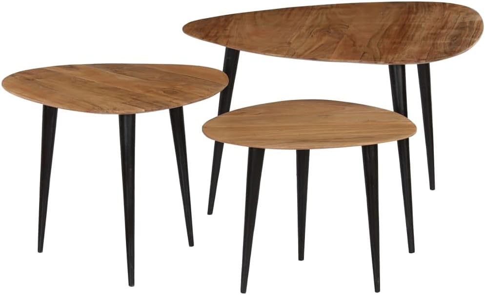 Solid Acacia Wood Coffee Table Set 3 Pieces O2049