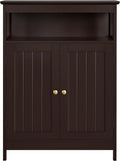 White Wooden Bathroom Floor Cabinet with Double Doors and Adjustable Shelves H52667