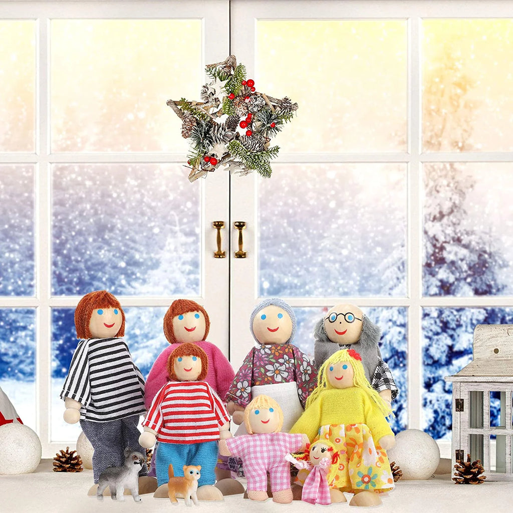6 Pcs Wooden Dollhouse Family Set Mini People Figures N684