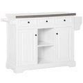 White Pine Wood Stainless Steel Rolling Kitchen Island Cart Y10892