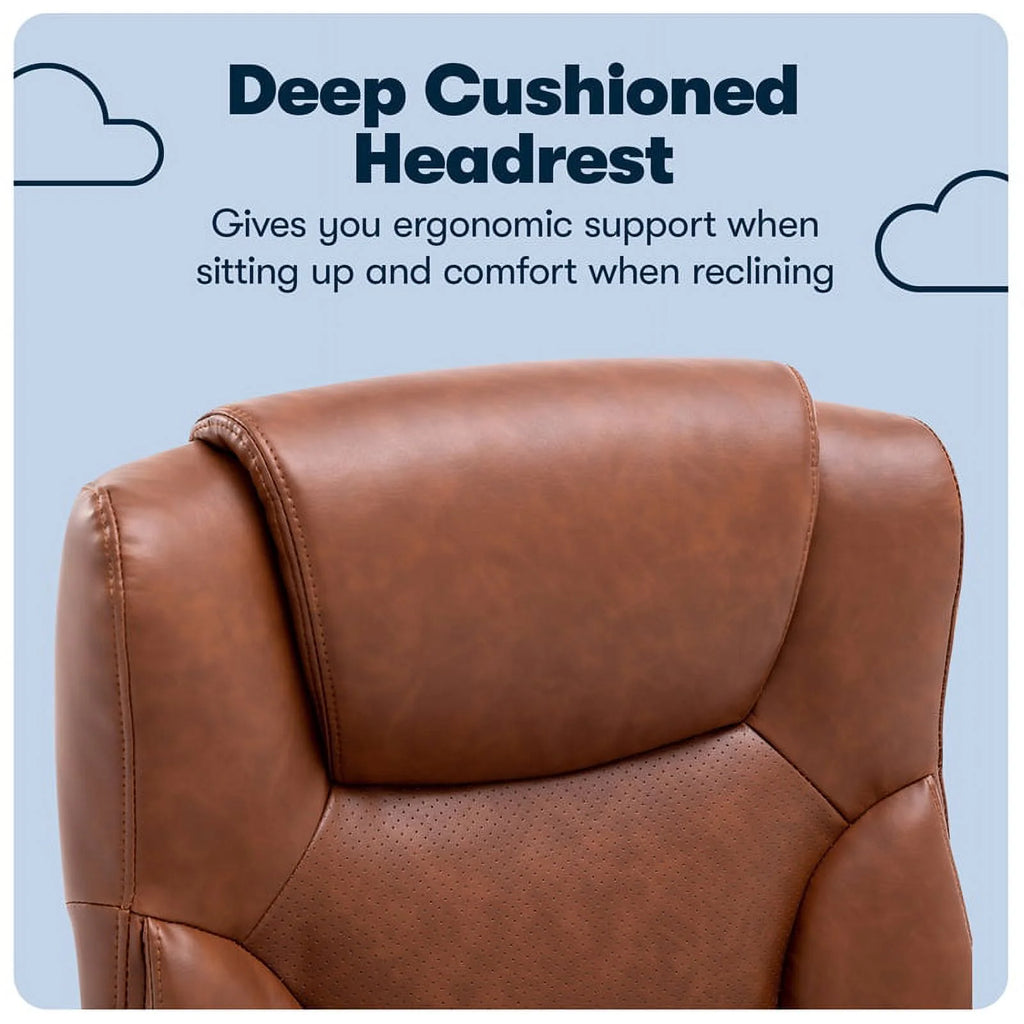 Executive Office Chair Cognac Bonded Leather T26583