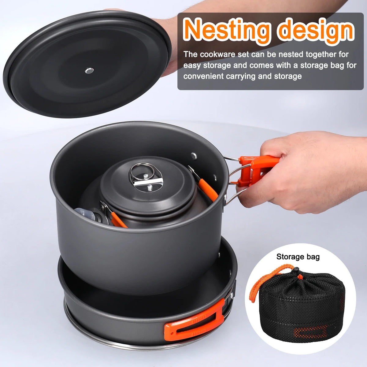 Aluminum Alloy Camping Cookware Set with Pot Frying Pan Kettle Cups E37203