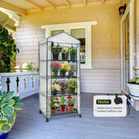 Mini Rolling Greenhouse with Caster Wheels and Shelves C708551