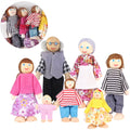 7 Pieces Wooden Dollhouse Family Set Mini People Figures F2050