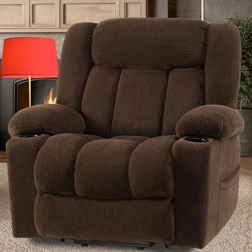 Large Power Lift Recliner with Heat and Massage, Dark Brown G26523