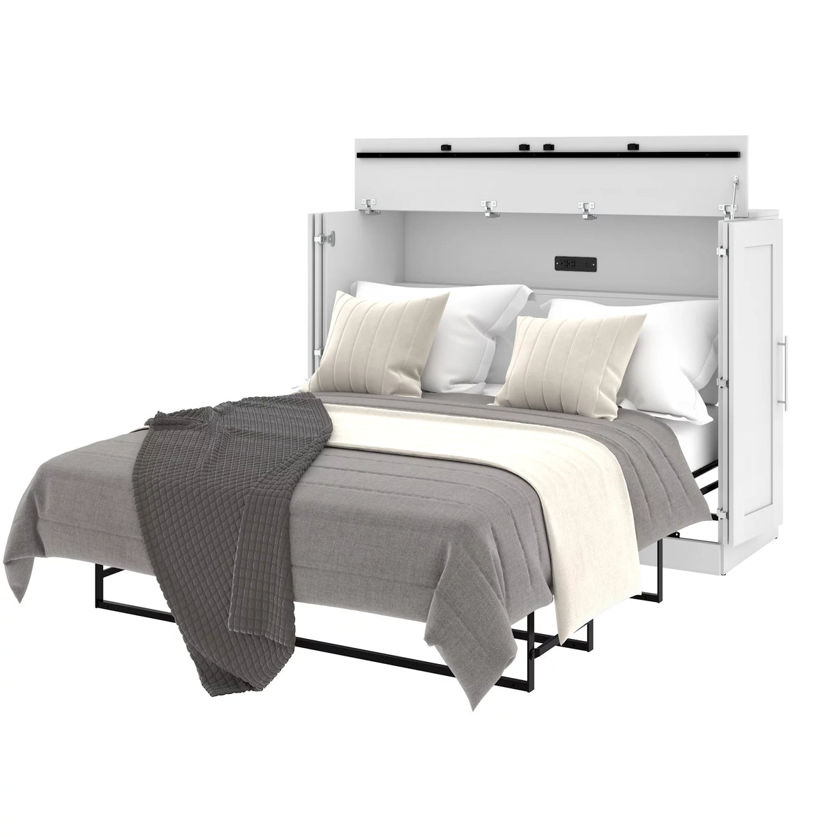 White Full Cabinet Bed with Mattress H3570