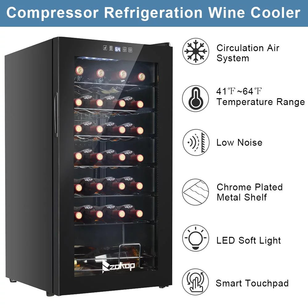 28 Bottle Compressor Wine Cooler, Black K198