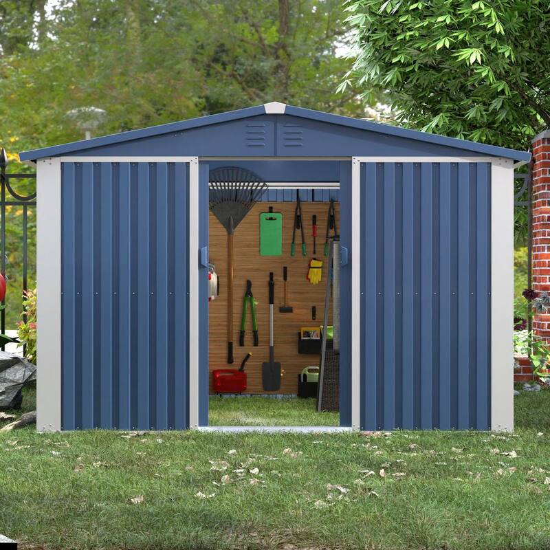 Blue Metal Outdoor Storage Shed with Air Vents U782795
