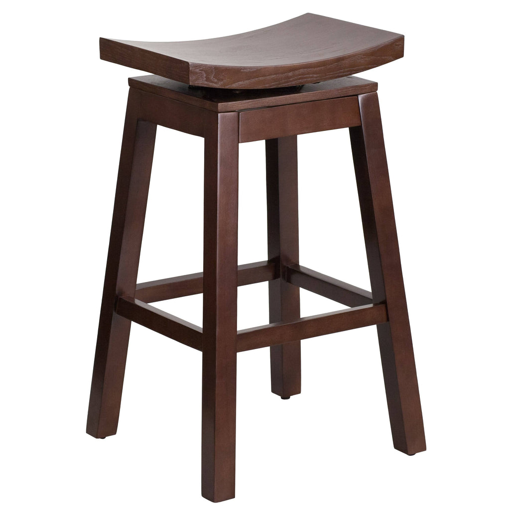 Cappuccino Wood Barstool with Auto Swivel Seat Return U531323