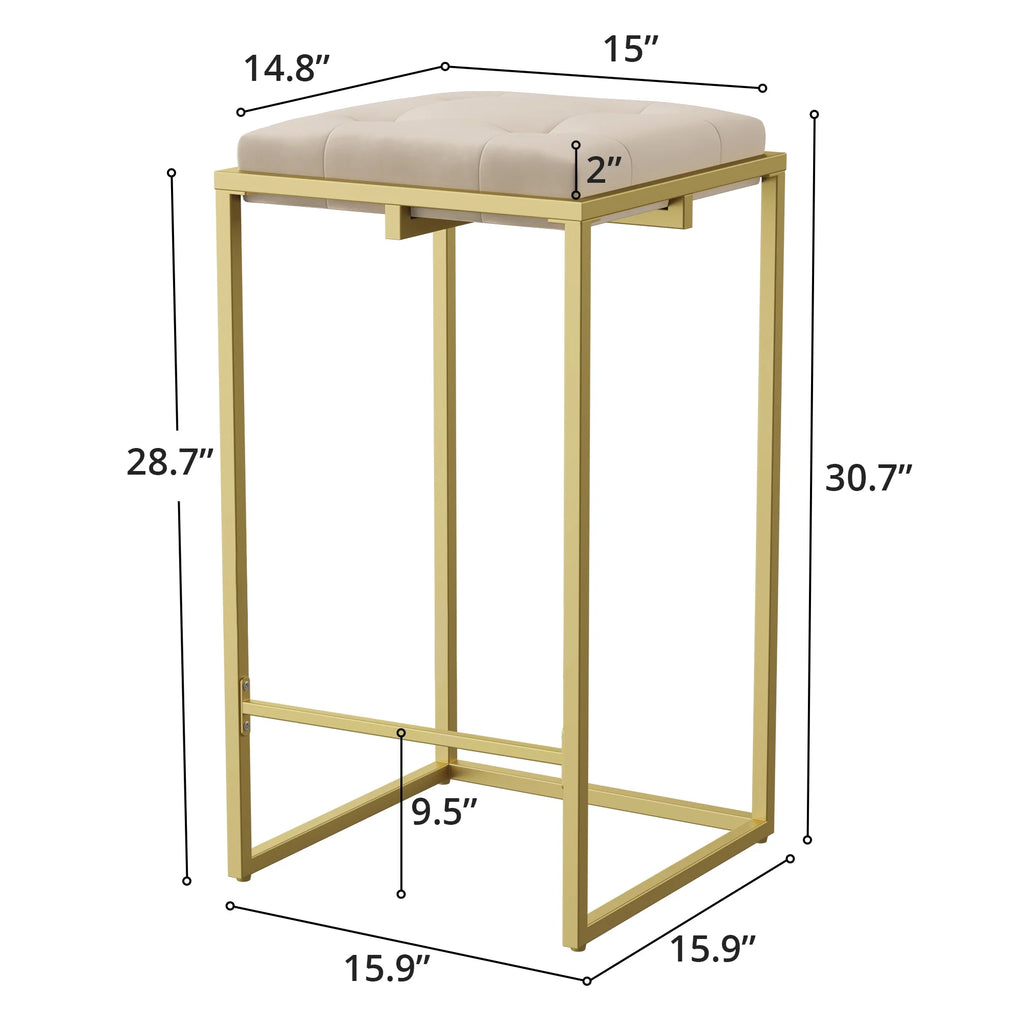 Velvet Tufted Bar Stool Set of 2 D1224