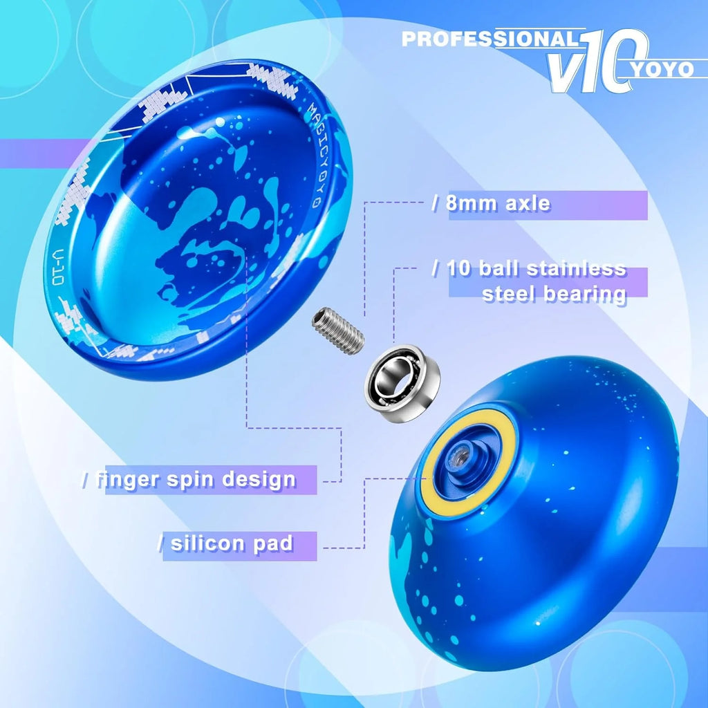 Blue Splash Finger Spin Metal Yoyo I318
