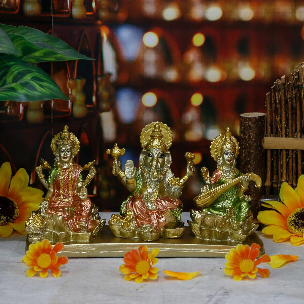 Hindu Lakshmi Ganesha Saraswati Statue D780