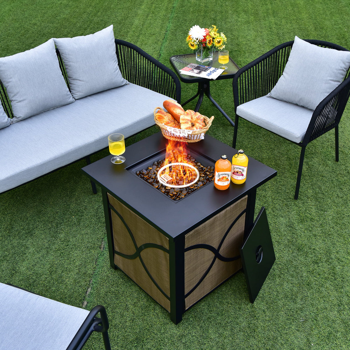 25-Inch Square Propane Fire Pit Table 40000 BTU S310518