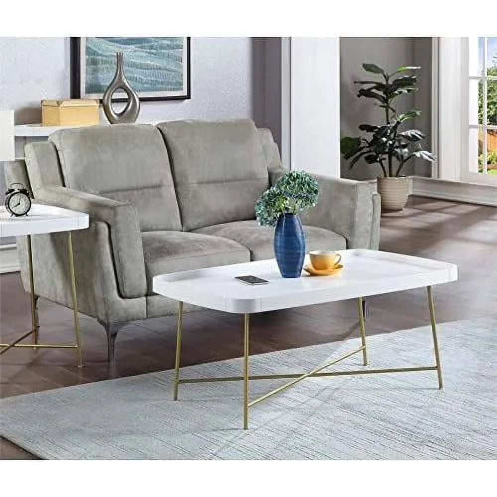 White Wood Coffee Table with X Legs O54954