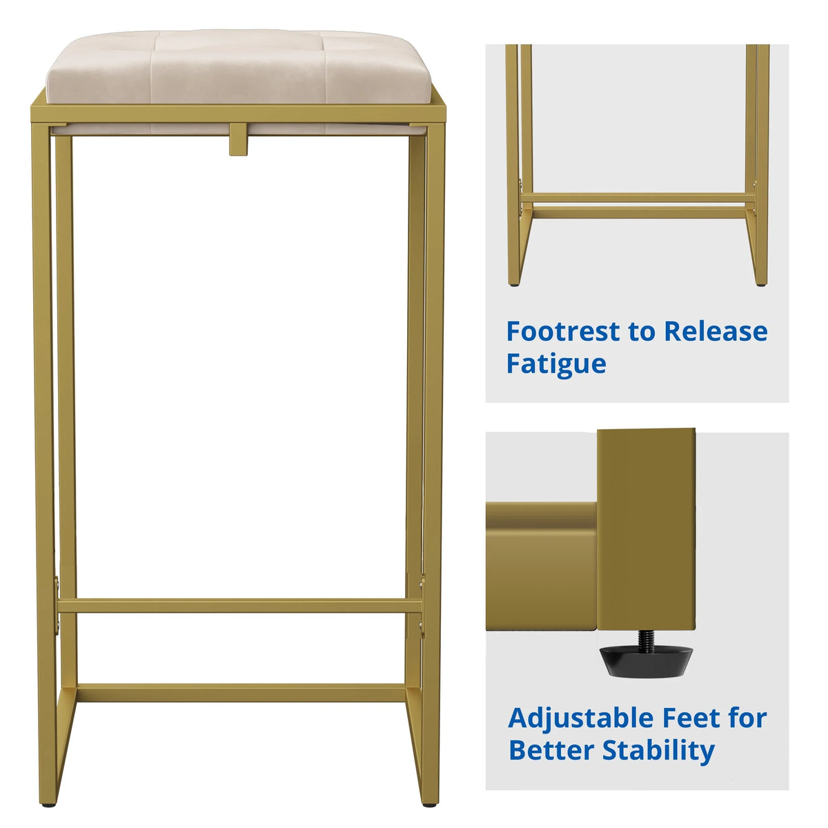Velvet Tufted Bar Stool Set of 2 D1224